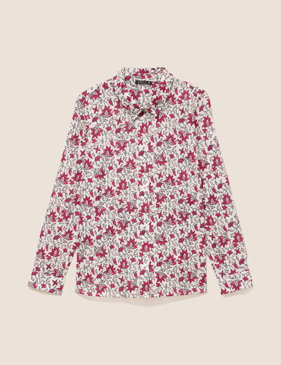 Chemise droite manches longues fluide rose femme