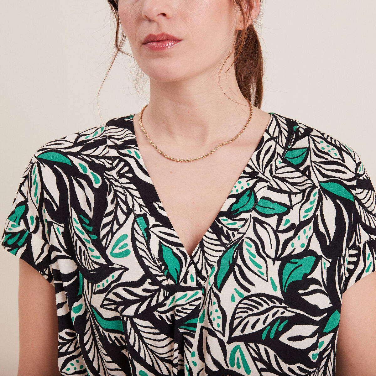 Blouse manches courtes vert femme