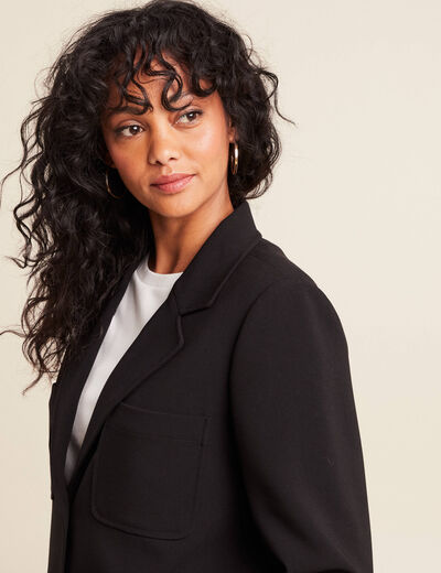 veste cintrée doublée avec capuche noir femme