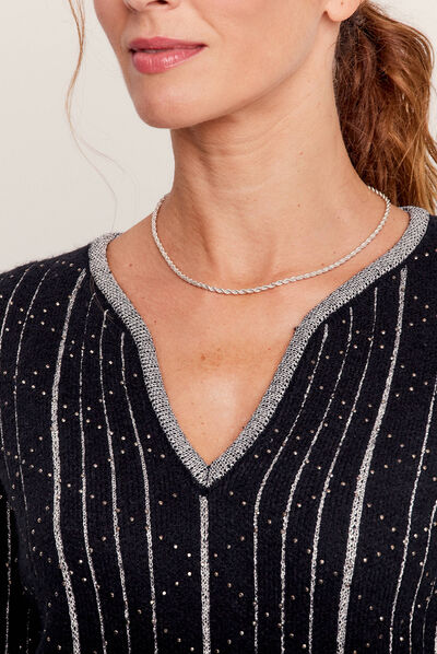 Pull manches longues noir femme