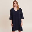 Robe évasée manches 3/4 bleu marine femme