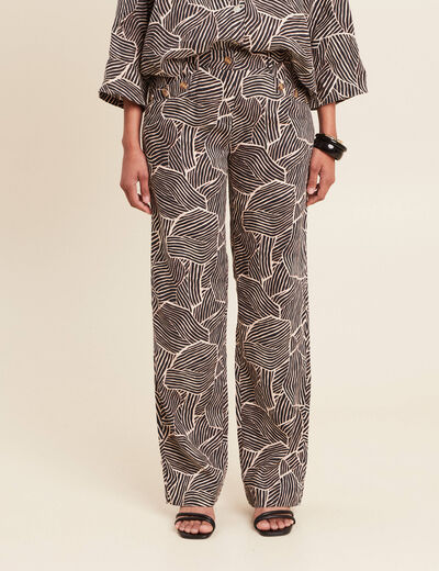 Pantalon flou taille haute noir femme