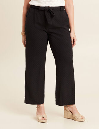 Pantalon flou droit 7/8&egrave;me noir femme