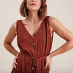 Robe midi évasée satin marron foncé femme