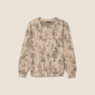 T-shirt court col rond manches longues beige femme