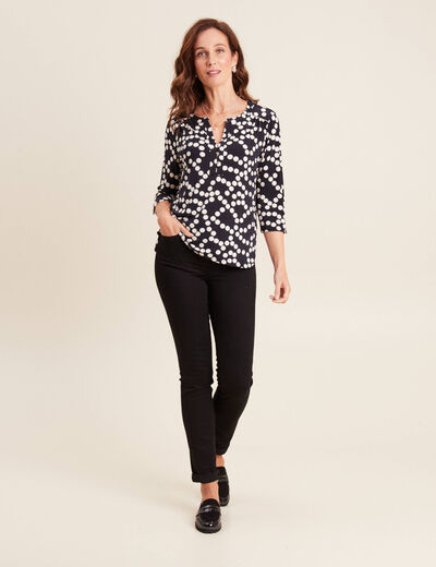 Blouse manches 3/4 noir femme