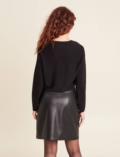 Robe tricot bas simili cuir noir femme
