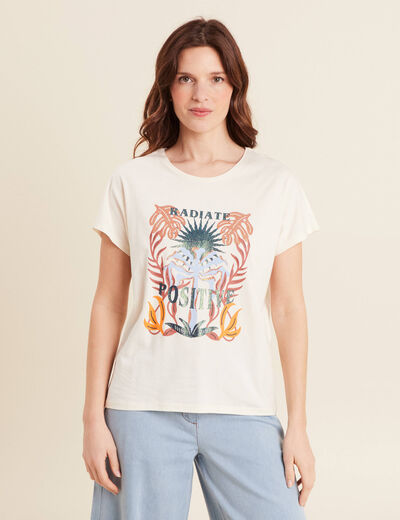 T-shirt manches courtes ecru femme