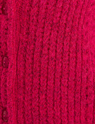 Gilet manches longues rose framboise femme
