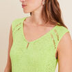 Débardeur tricot sans manches vert anis femme