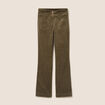 Pantalon bootcut taille haute velours vert kaki femme