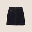 Jupe courte trap&egrave;ze en jean denim brut femme