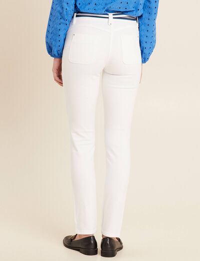 Jean ajusté taille basculée ecru femme
