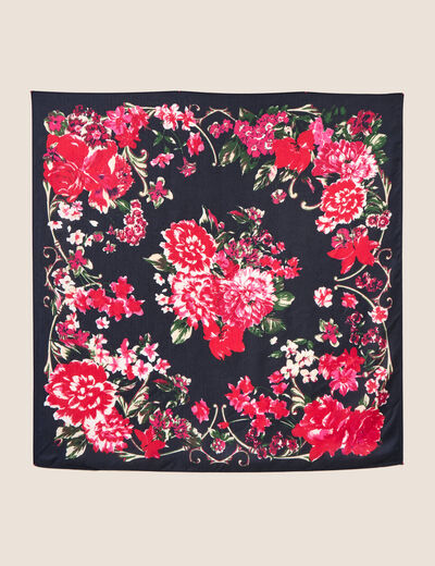 Foulard satin&eacute; bleu fonc&eacute; femme