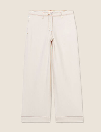 Jean large taille haute 7/8ème ivoire femme