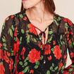 Blouse ample en voile col rond rouge femme