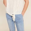 Blouse manches courtes nouée ecru femme