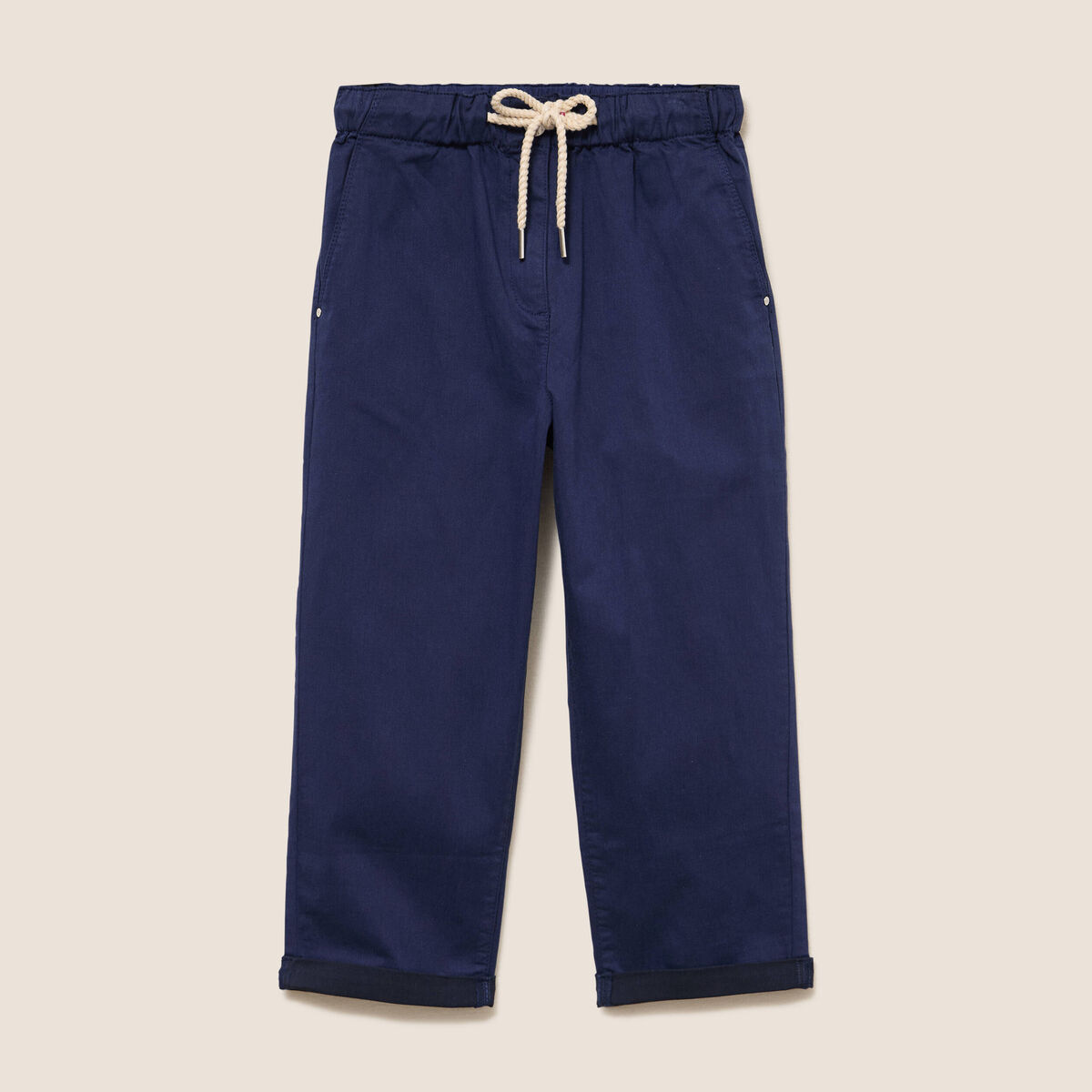 Pantacourt coupe mom large bleu marine femme