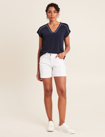 T-shirt manches courtes bleu foncé femme