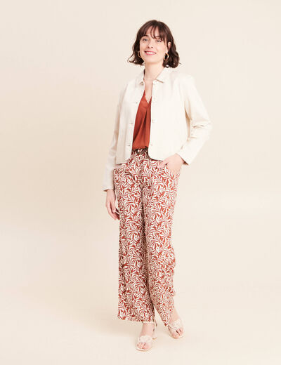 Veste droite courte manches longues beige femme