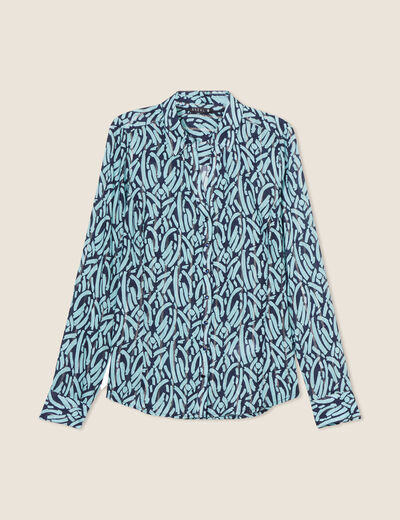 Chemise manches longues bleu ciel femme