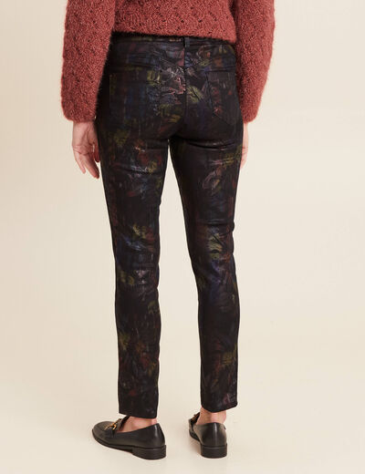 Pantalon ajusté enduit 7/8ème multicolore femme