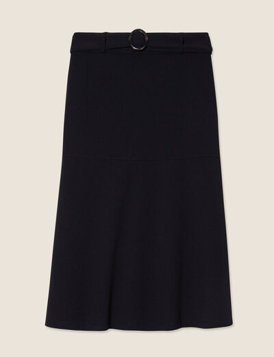 Jupe longue droite ceinture noir femme