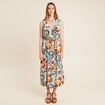 Robe midi évasée ceinturée multicolore femme