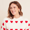 Pull col rond manches longues rouge femme