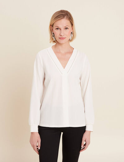 T-shirt manches longues blanc femme
