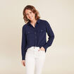 Chemise manches longues bleu marine femme