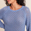 Pull col rond manches longues bleu ciel femme