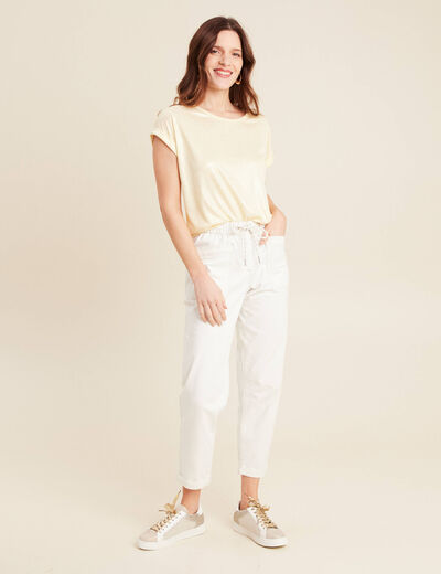 T-shirt manches courtes jaune clair femme