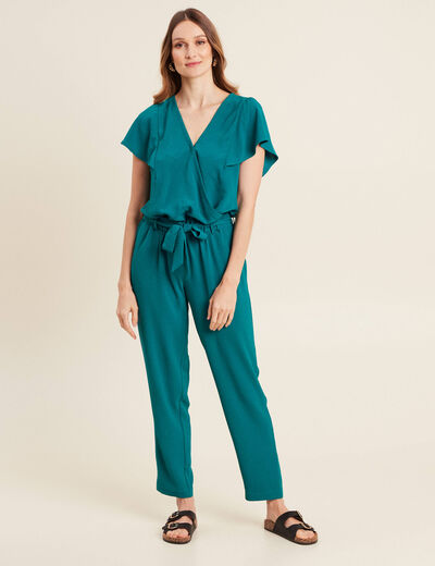 Combinaison pantalon droite vert femme