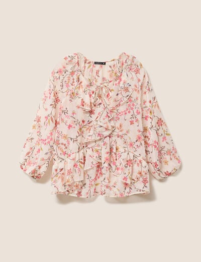 Blouse ample en voile manches 3/4 multicolore femme