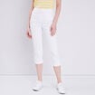 Pantacourt droit taille haute blanc femme