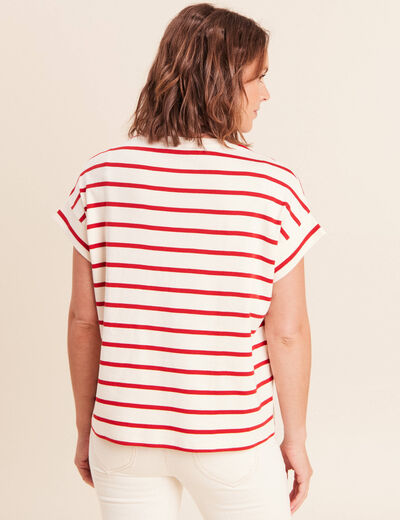 T-shirt droit col rond manches courtes rouge femme