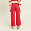 Pantalon large velours c&ocirc;tel&eacute; rouge femme