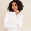 T-shirt manches longues col montant blanc femme