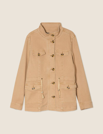 Veste boutonnée en jean marron clair femme