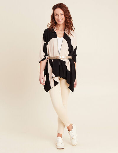 Poncho réversible ecru femme