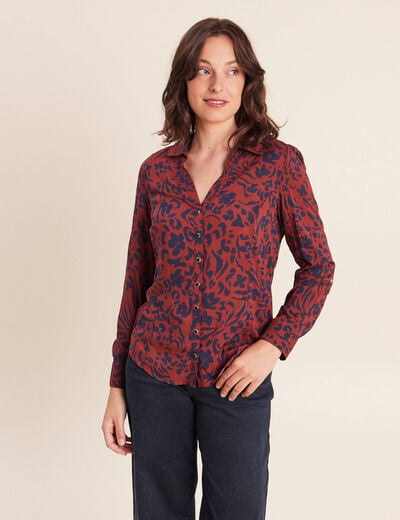 Chemise cintr&eacute;e manches longues bleu femme