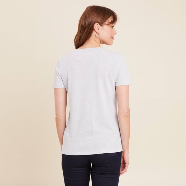 t shirt manches courtes col en v bleu clair femme T-shirt manches courtes col en V bleu clair femme