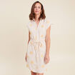 Robe courte évasée col chemise ceinturée rose femme