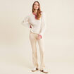 Pantalon léger bootcut taille basculée ivoire femme