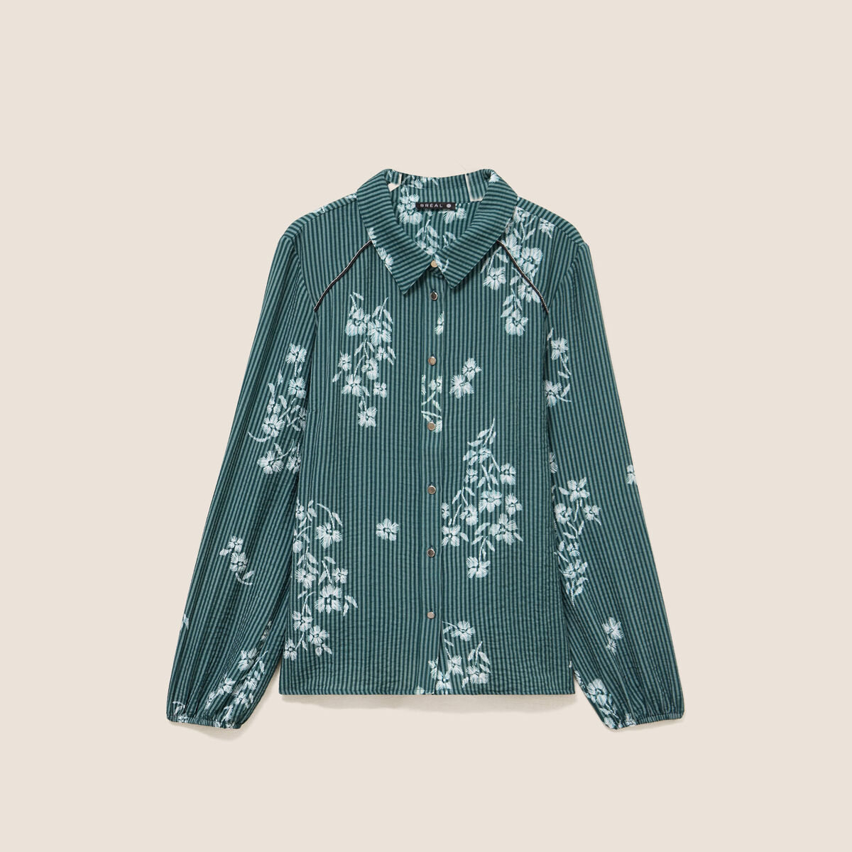 Chemise fluide manches longues vert femme