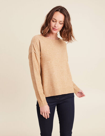 Pull manches longues beige femme