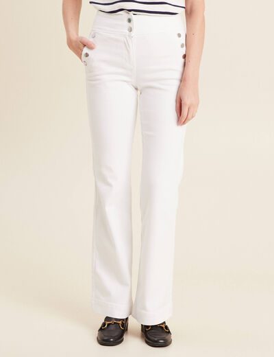 Pantalon bootcut à pont blanc femme