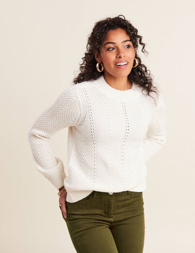 Pull manches longues ecru femme