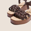 Sandales &agrave; talon compens&eacute; marron fonc&eacute; femme
